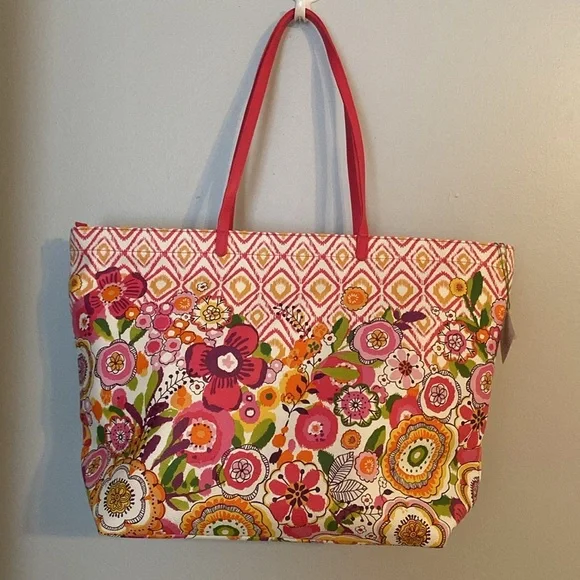 Vera Bradley Pink and Orange Floral Tote NWT - Picture 3 of 10